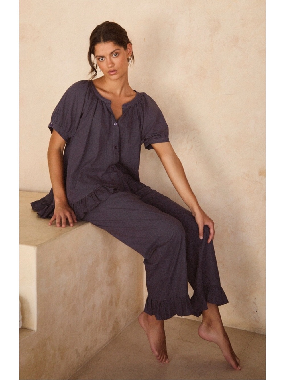 Piyama Cotton Modal Sophie Sleep Set in Midnight - Size XXXL